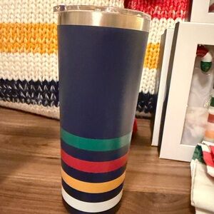 BNWT HBC Stripes Stainless Steel Travel Mug -Navy 22 oz.